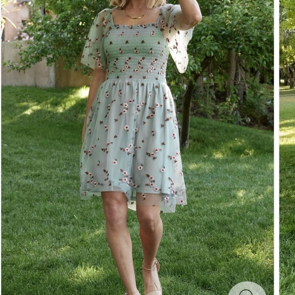 Tivoli Tulle Short Dress | Sage & Pink